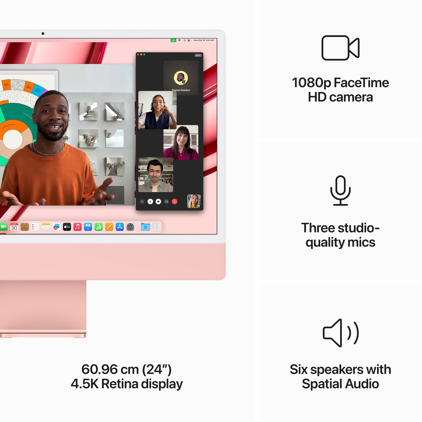 24-inch iMac with Retina 4.5K display: Apple M3 chip with 8‑core CPU and 10‑core GPU, 256GB SSD - Pink