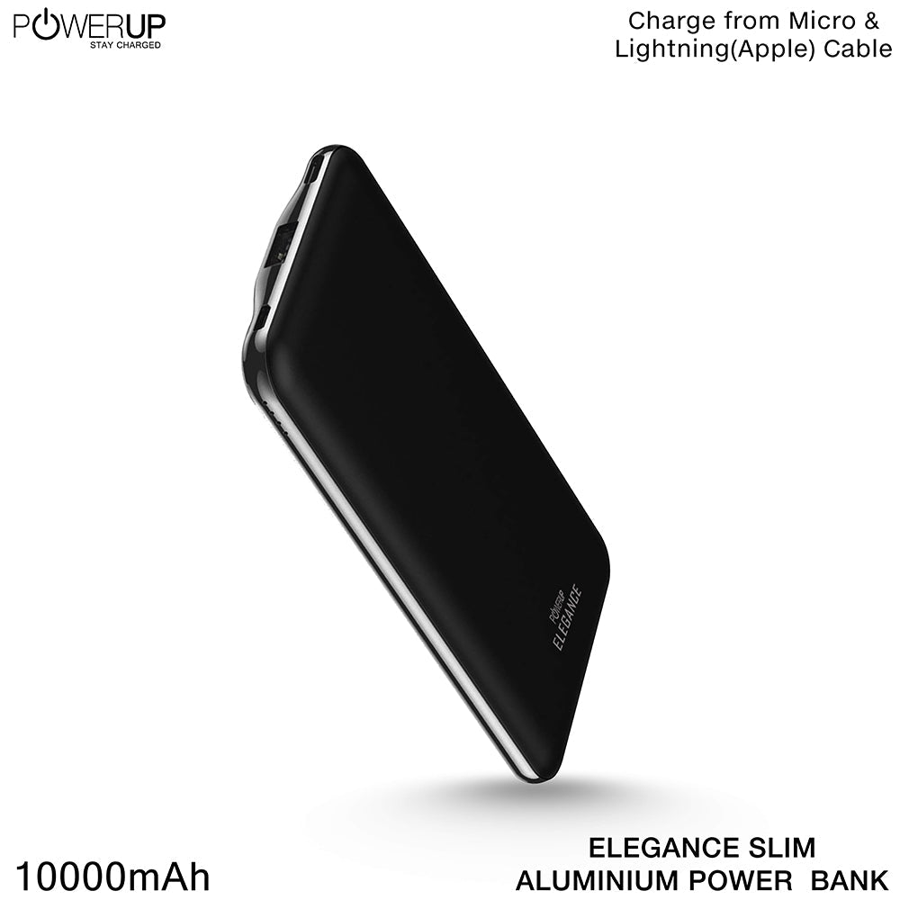 Powerup Elegance Slim 10000mah Power Bank Aluminium - Black