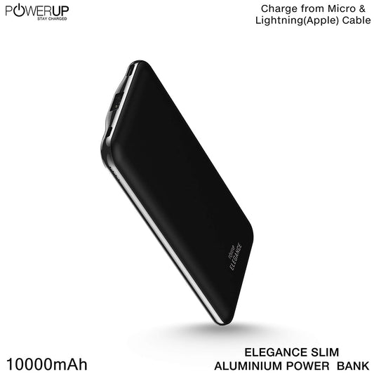 Powerup Elegance Slim 10000mah Power Bank Aluminium - Black