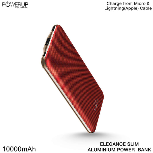 Powerup Elegance Slim 10000mah Power Bank Aluminium - Red