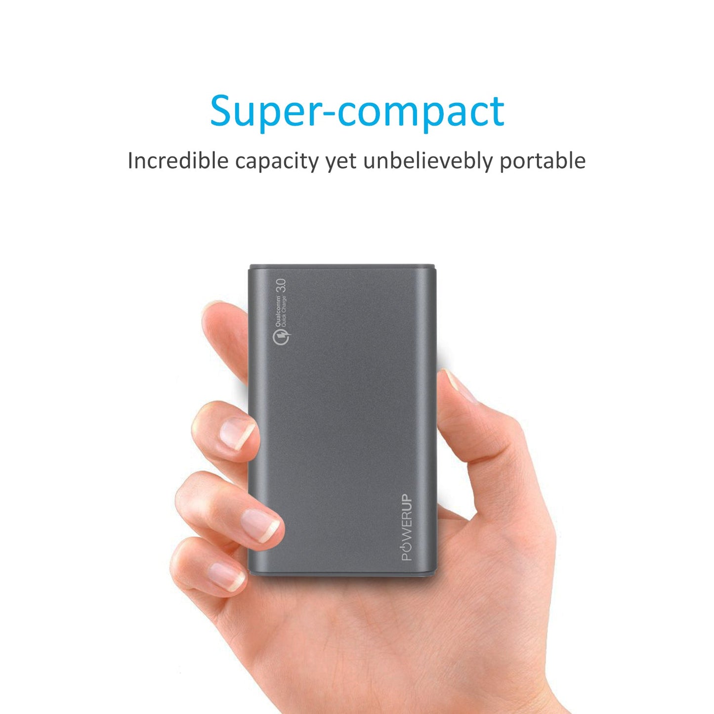 Powerup Alupac 10050mah Aluminium Power Bank Qualcomm 3.0 2usb - Gunmetal