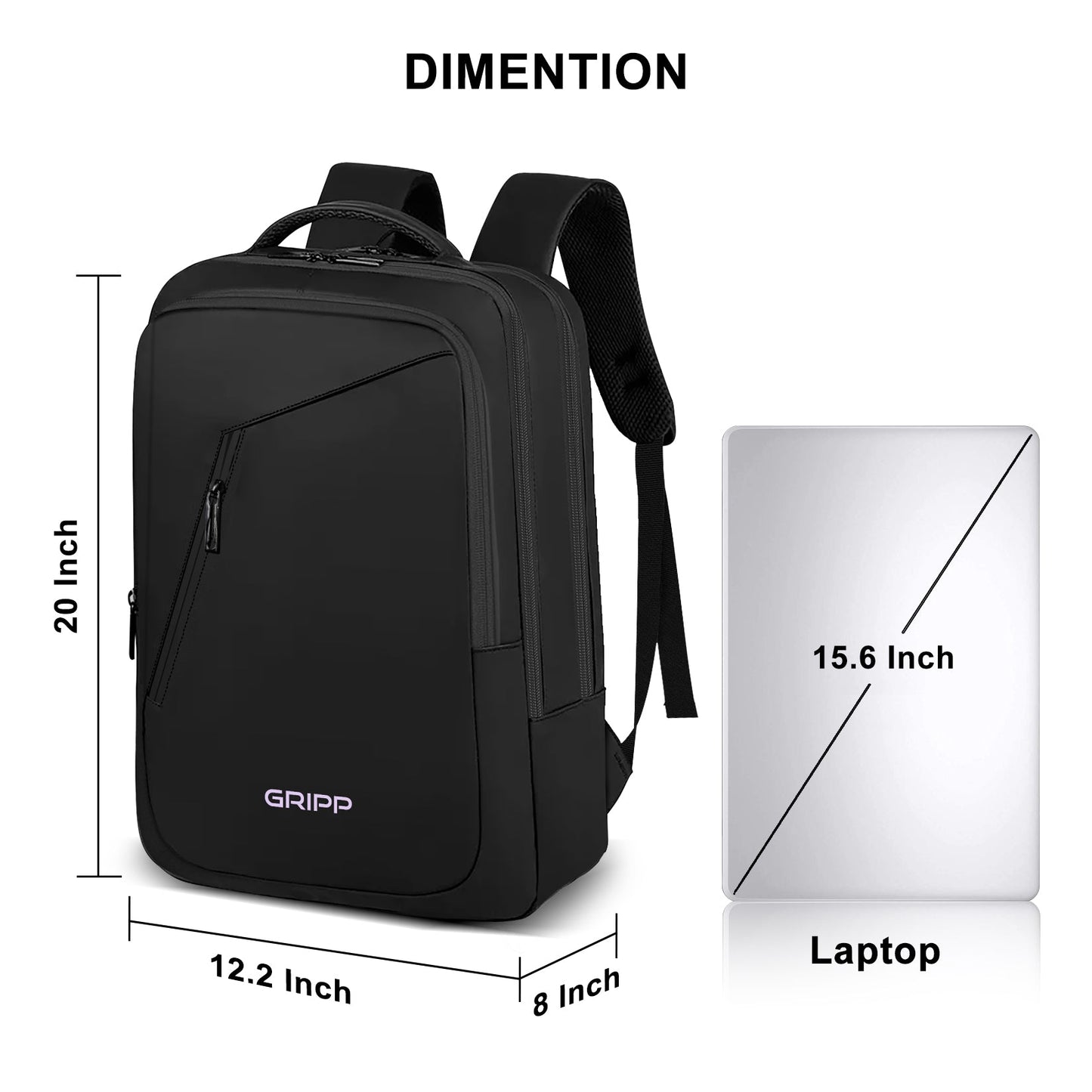 Gripp Ride Backpack Upto 15.6" For Laptop/macbook - Black