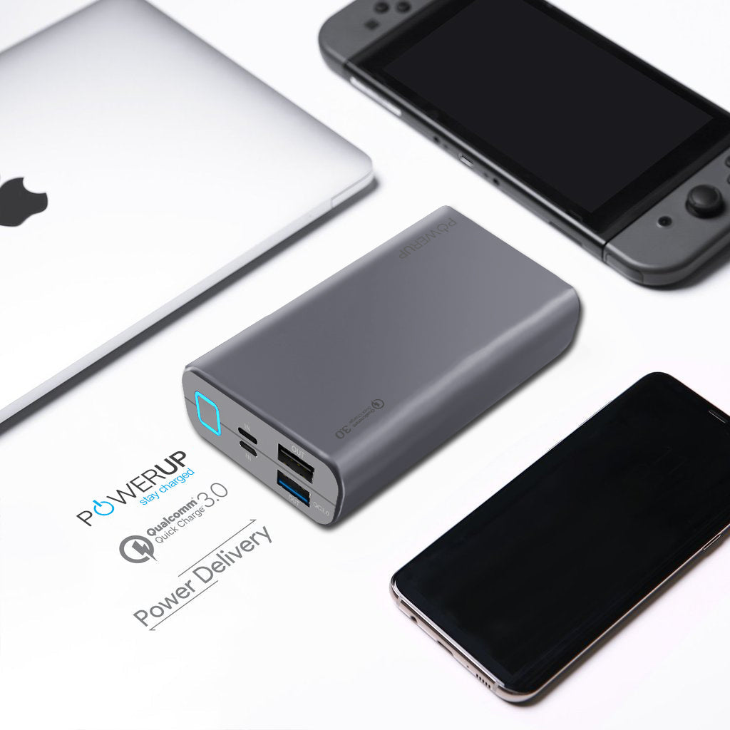 Powerup Alupac 10050mah Aluminium Power Bank Qualcomm 3.0 2usb - Gunmetal