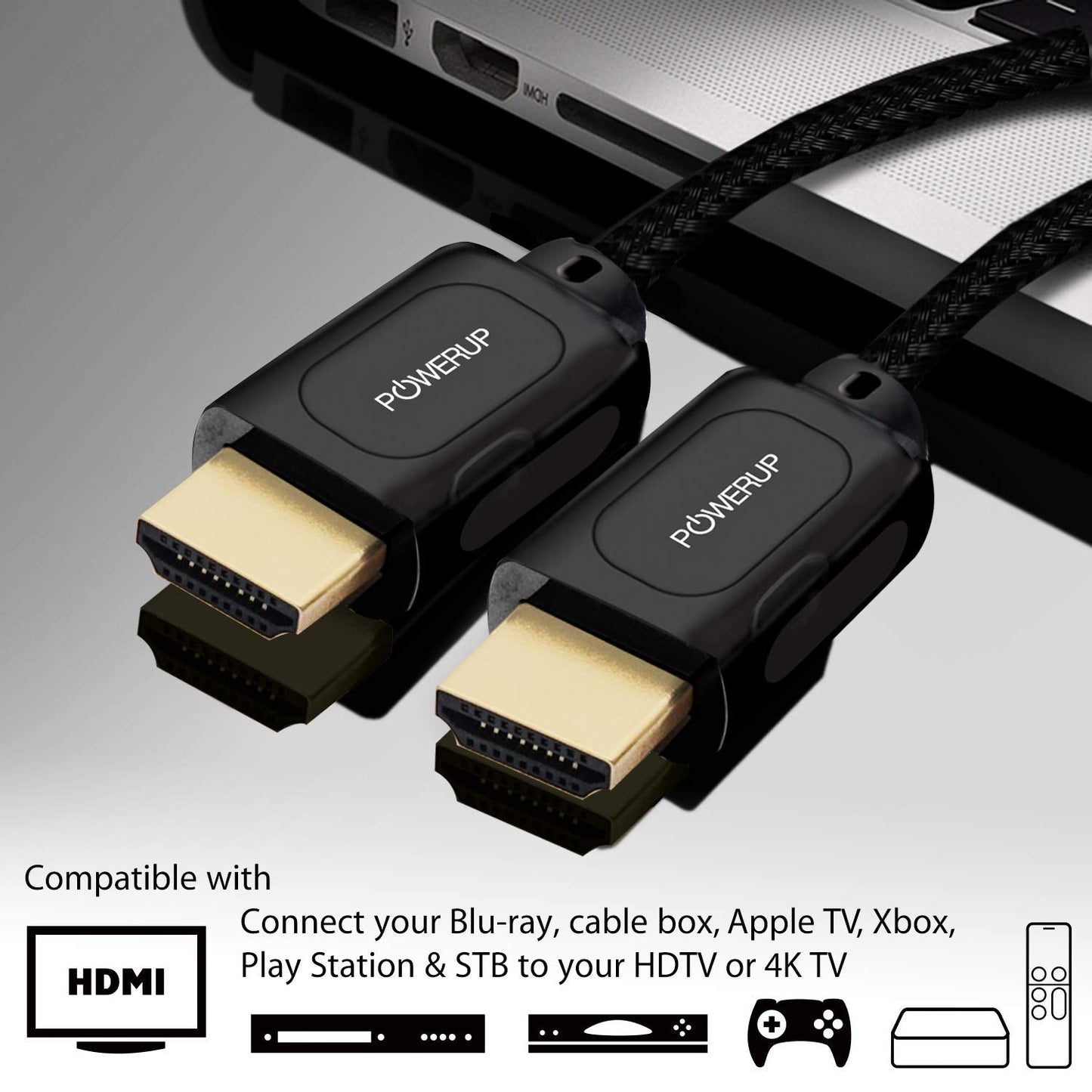 Powerup Hdmi Hi-speed 4k Ultra Hd Cable 3m Length - Black