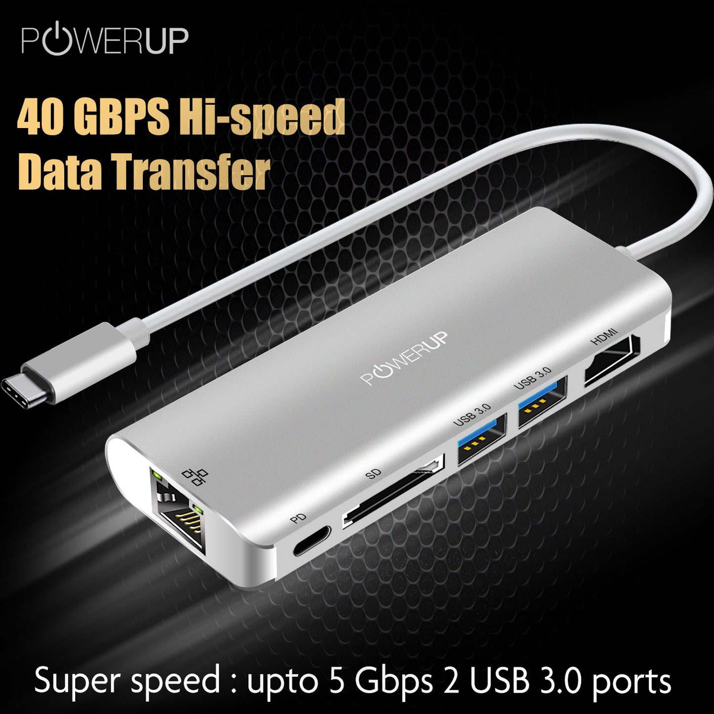 Powerup Elite Plus Usb-c Hub 6in1 (Hdmi-lan)