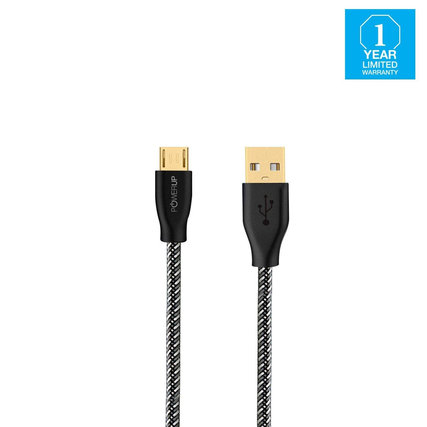 Powerup 1.5m Rubtough Micro-usb 2.4a Quick Charging Cable With 1 Year Warranty - Black