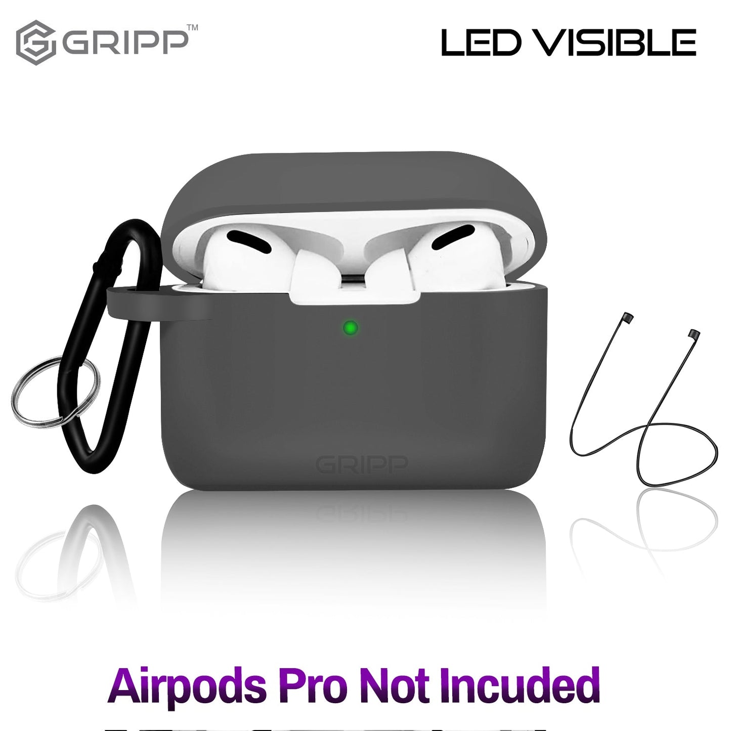 Gripp Rubon Airpods Pro 2 Case + Strap + Keyring Hook - Charcoal