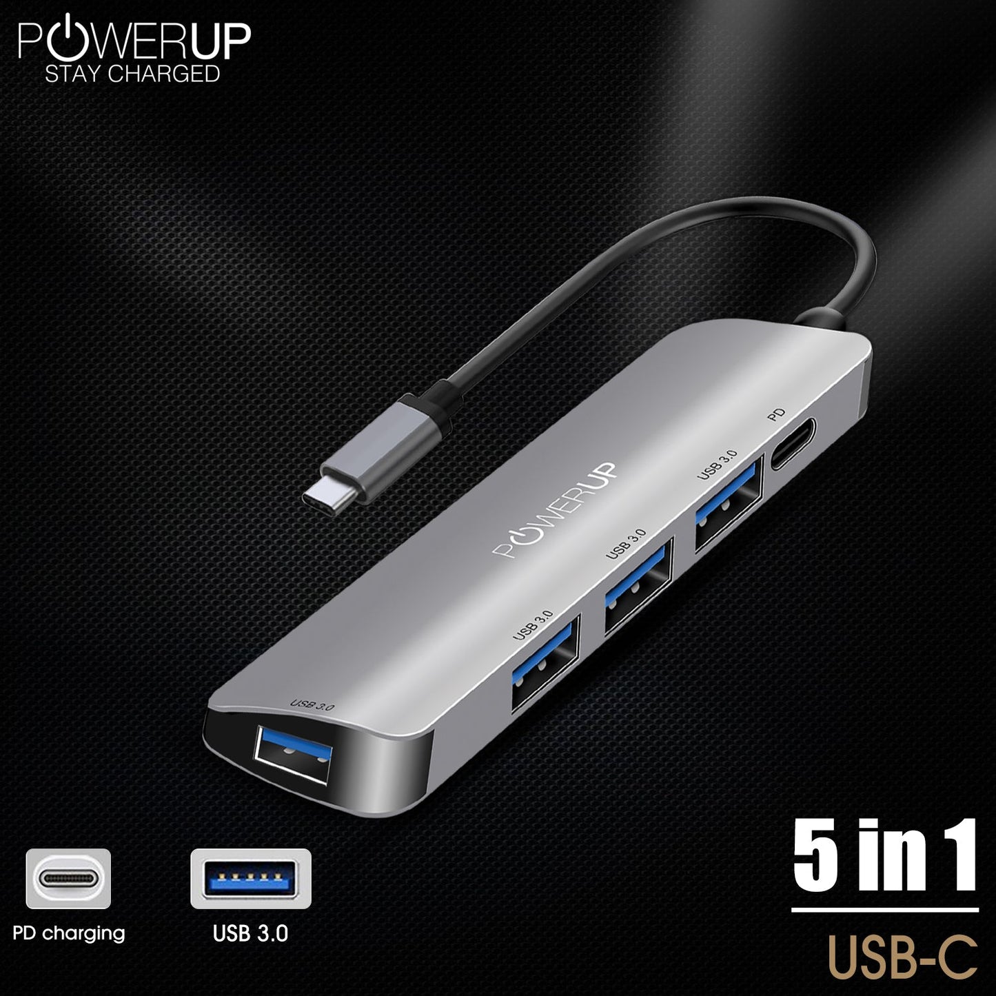 Powerup Elite Micro Usb-c Hub 5in1 (Pd-4usb)