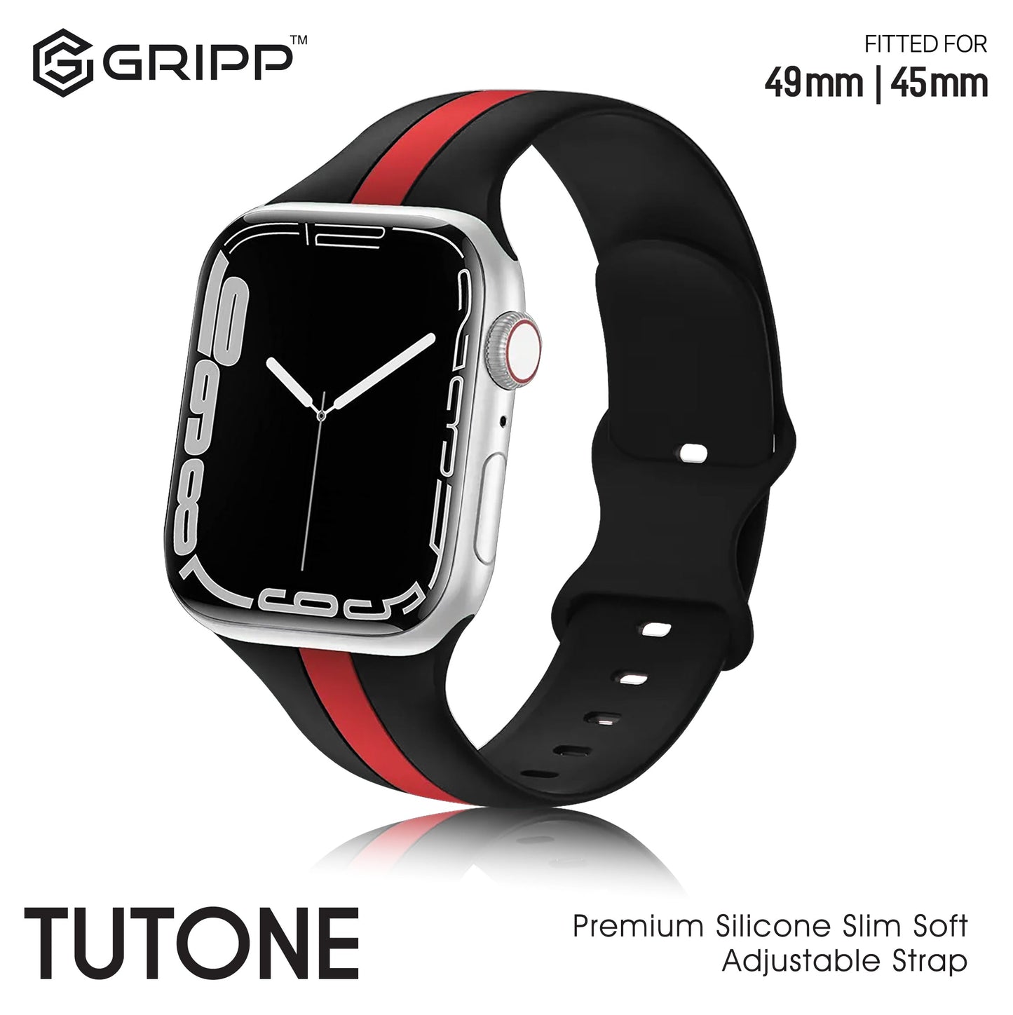 Gripp 45/49mm Tutone Watch Strap - Black/red