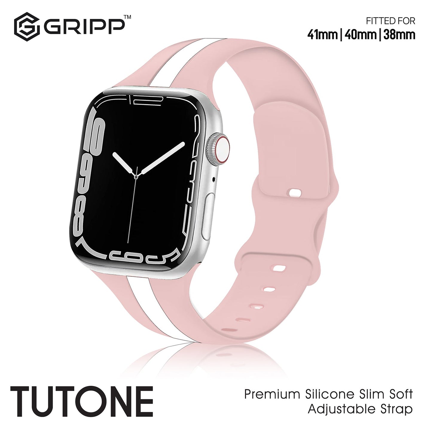 Gripp 40/41mm Tutone Watch Strap - Pink/white