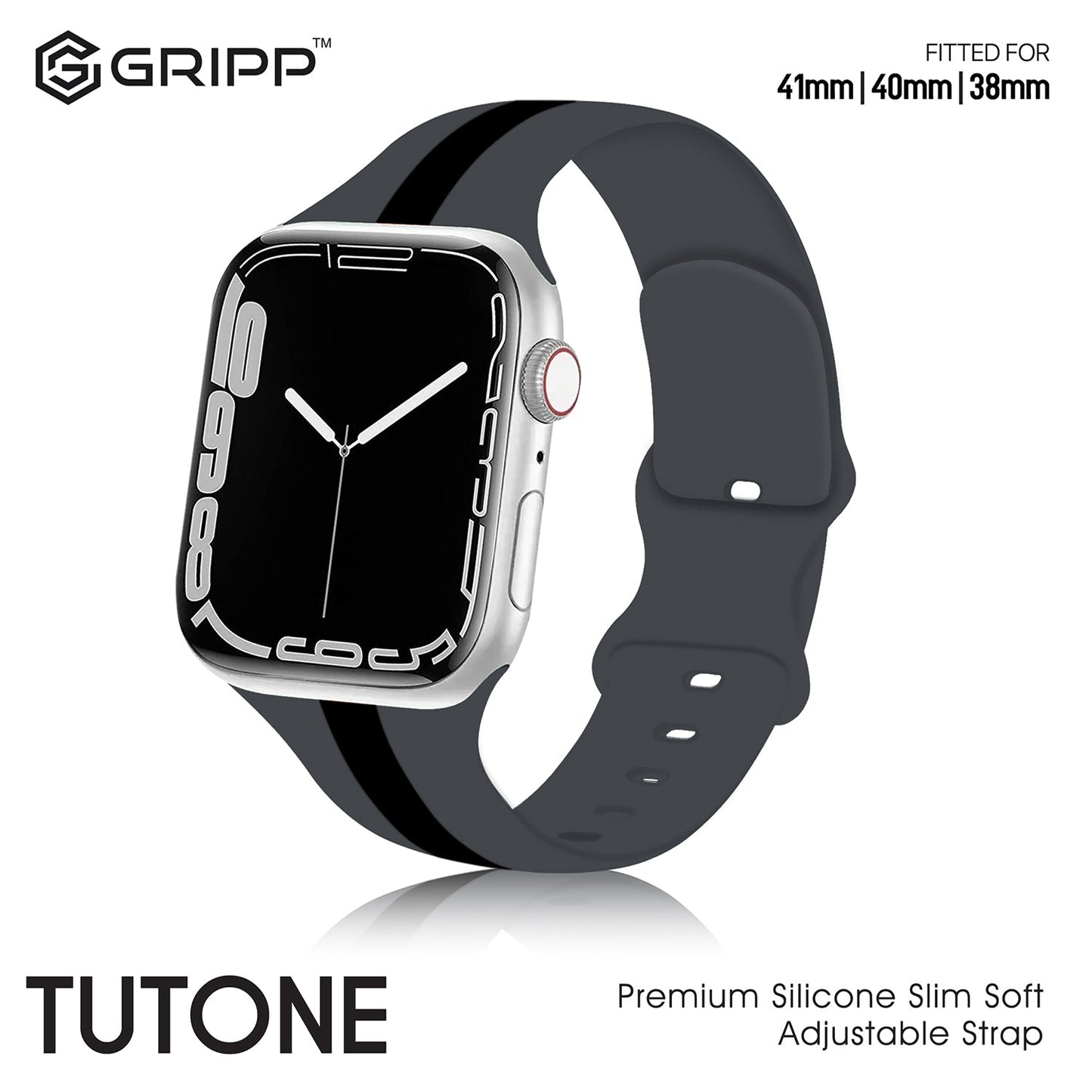 Gripp 40/41mm Tutone Watch Strap - Grey/black