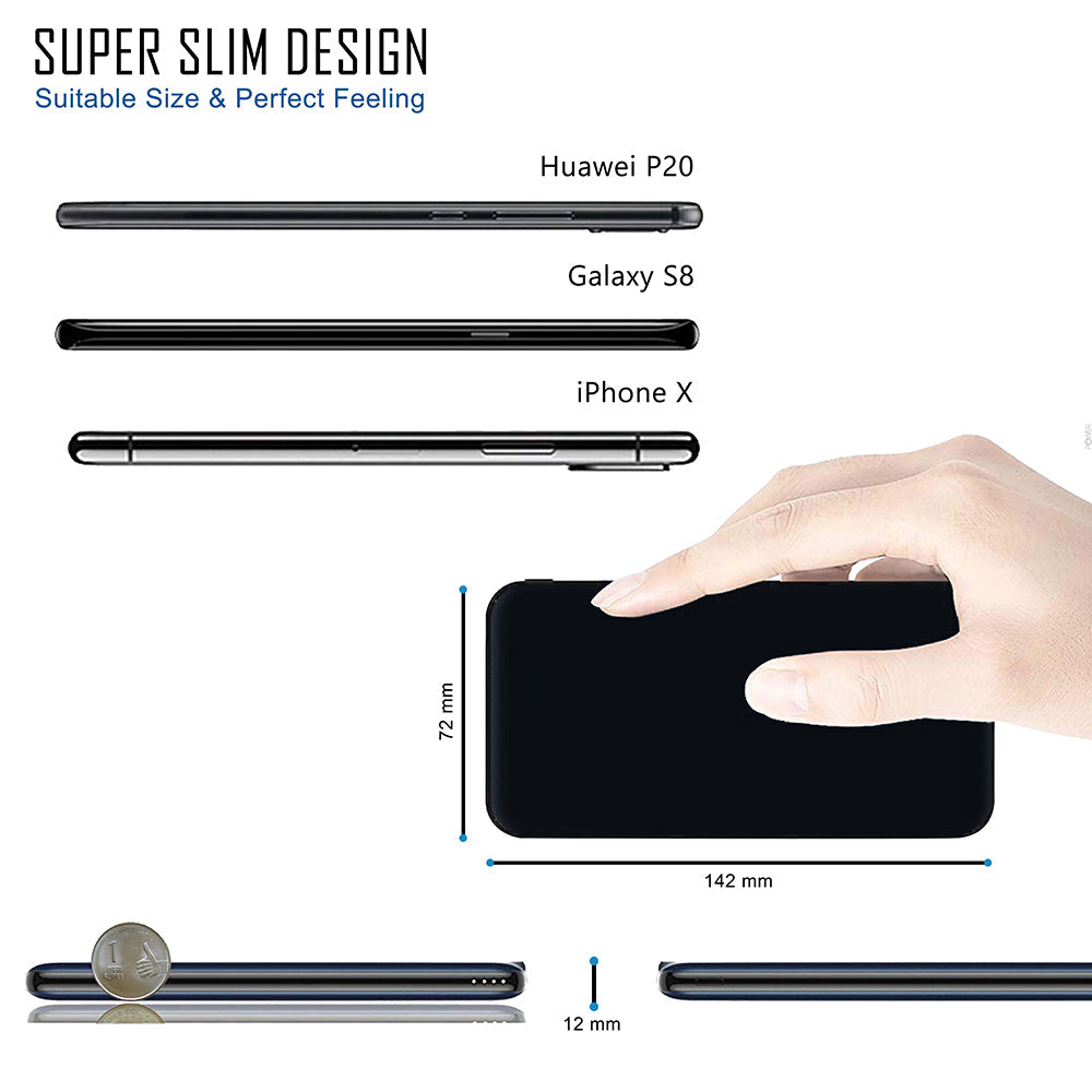 Powerup Elegance Slim 10000mah Power Bank Aluminium - Black