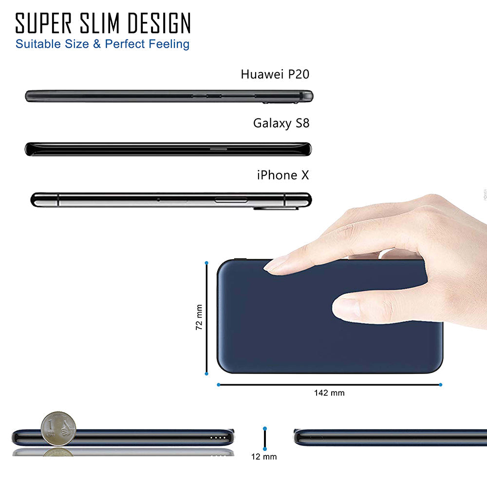 Powerup Elegance Slim 10000mah Power Bank Aluminium - Blue