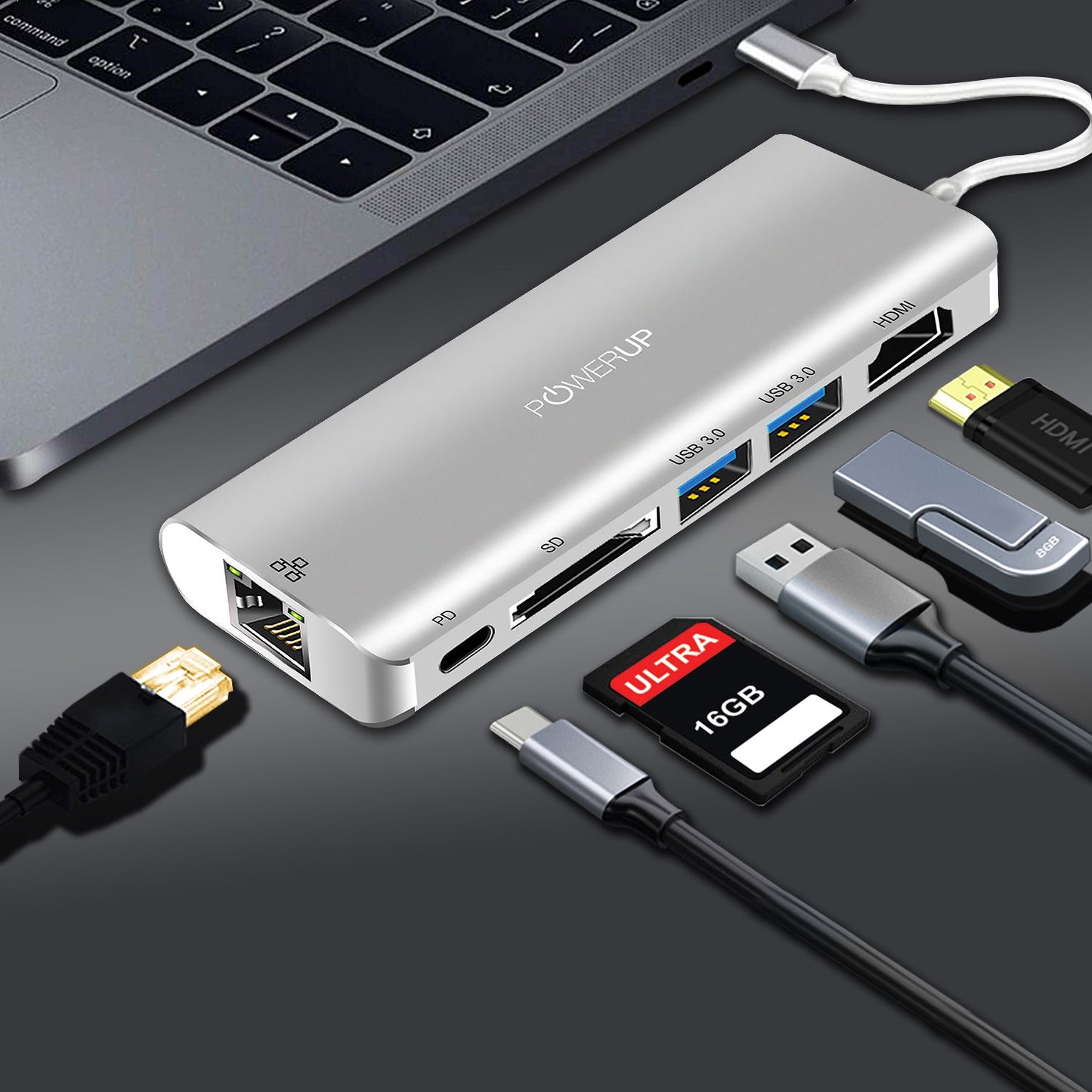 Powerup Elite Plus Usb-c Hub 6in1 (Hdmi-lan)