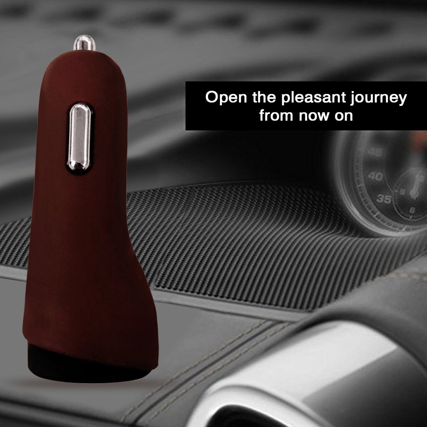 Powerup Quick Drive 4.8a Car Charger 24w 2usb Port Ultra Sleek Rubber Finish - Brown