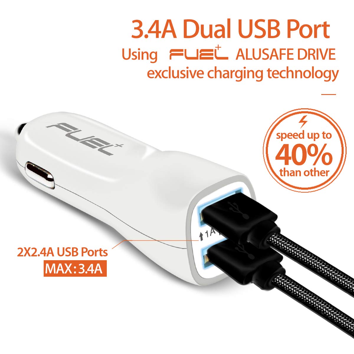 Fuel+ Power Rapid Charger 2.1a Dual Usb Quick Car Charger