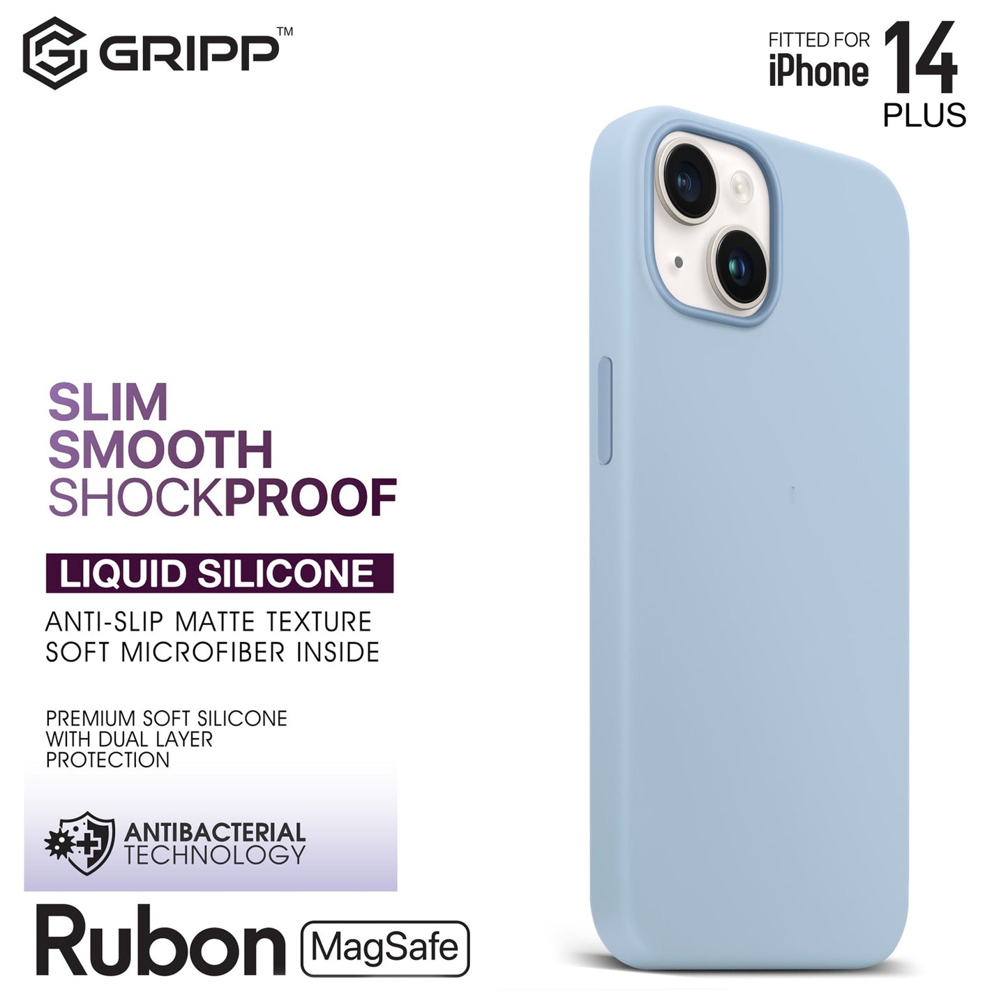 Gripp Rubon Case For Apple Iphone 14 Plus (6.7") With Magsafe - Sierra Blue