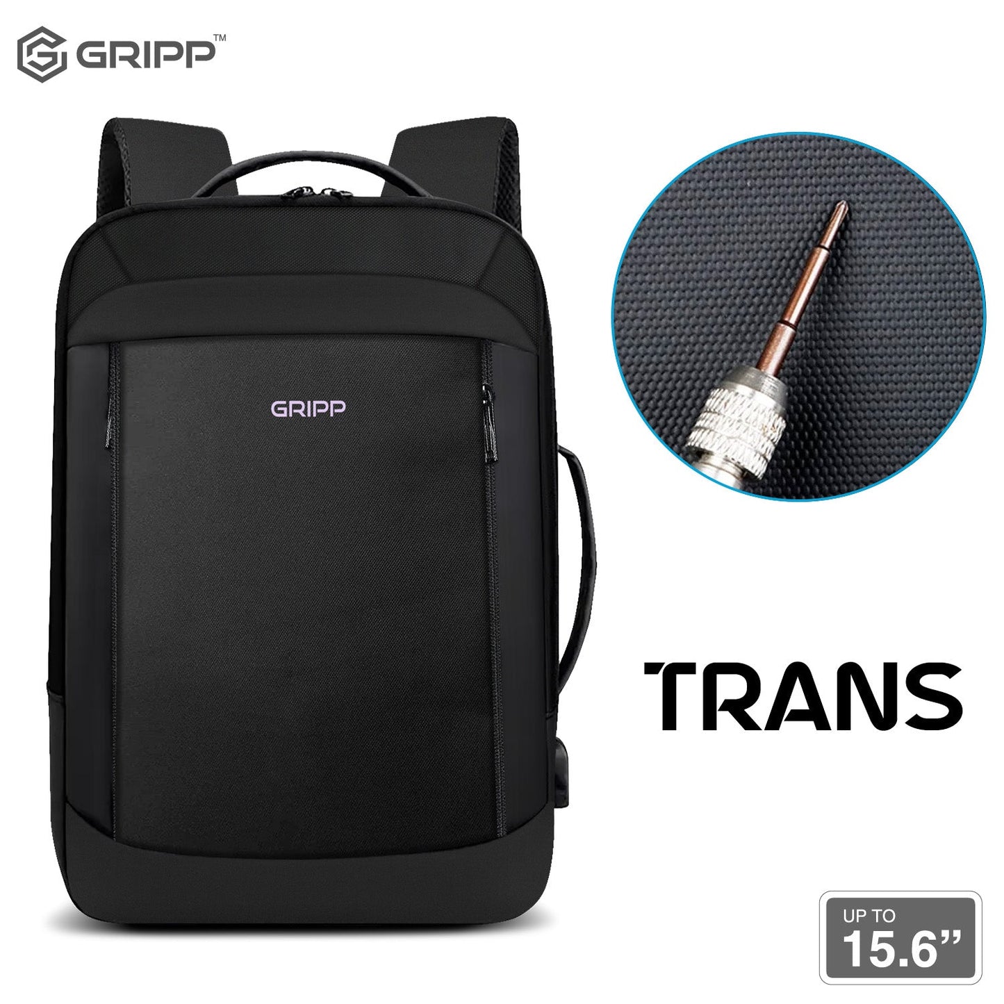 Gripp Trans Backpack Upto 15.6" For Laptop/macbook - Black