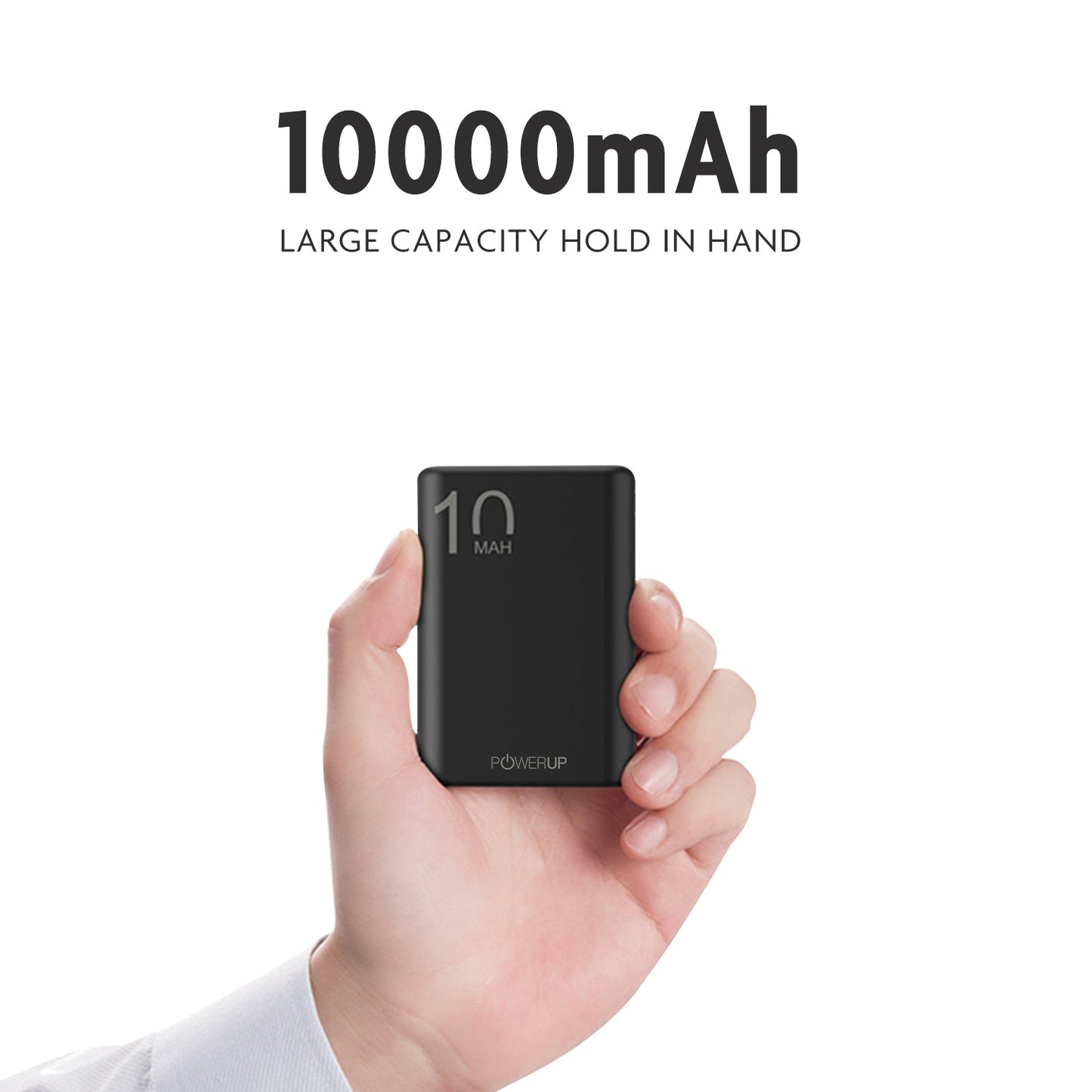 Powerup Small & Lightweight Ultra - Compact 10000mah Power Bank 2usb - Black