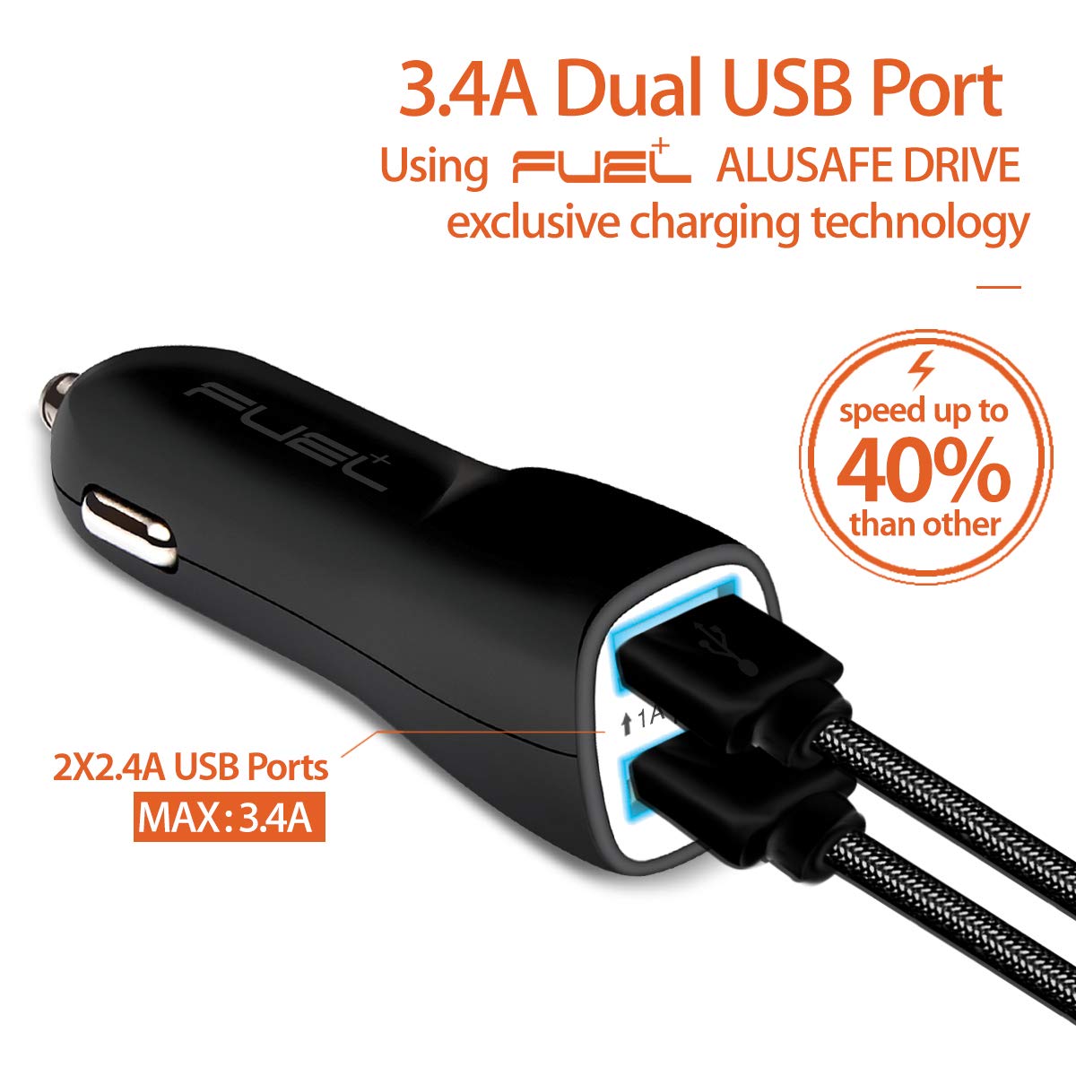 Fuel+ Power Rapid Charger 2.1a Dual Usb Quick Car Charger