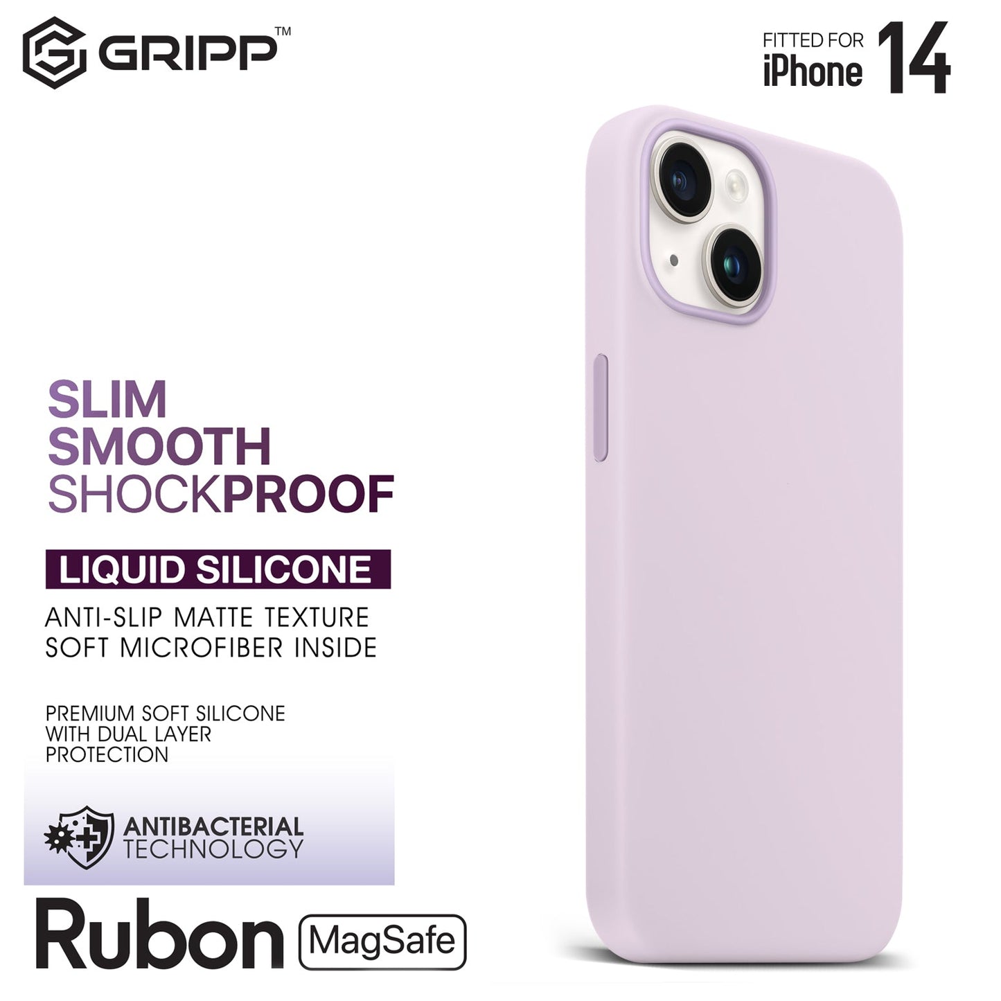 Gripp Rubon Case For Apple Iphone 14 (6.1") With Magsafe - Purple