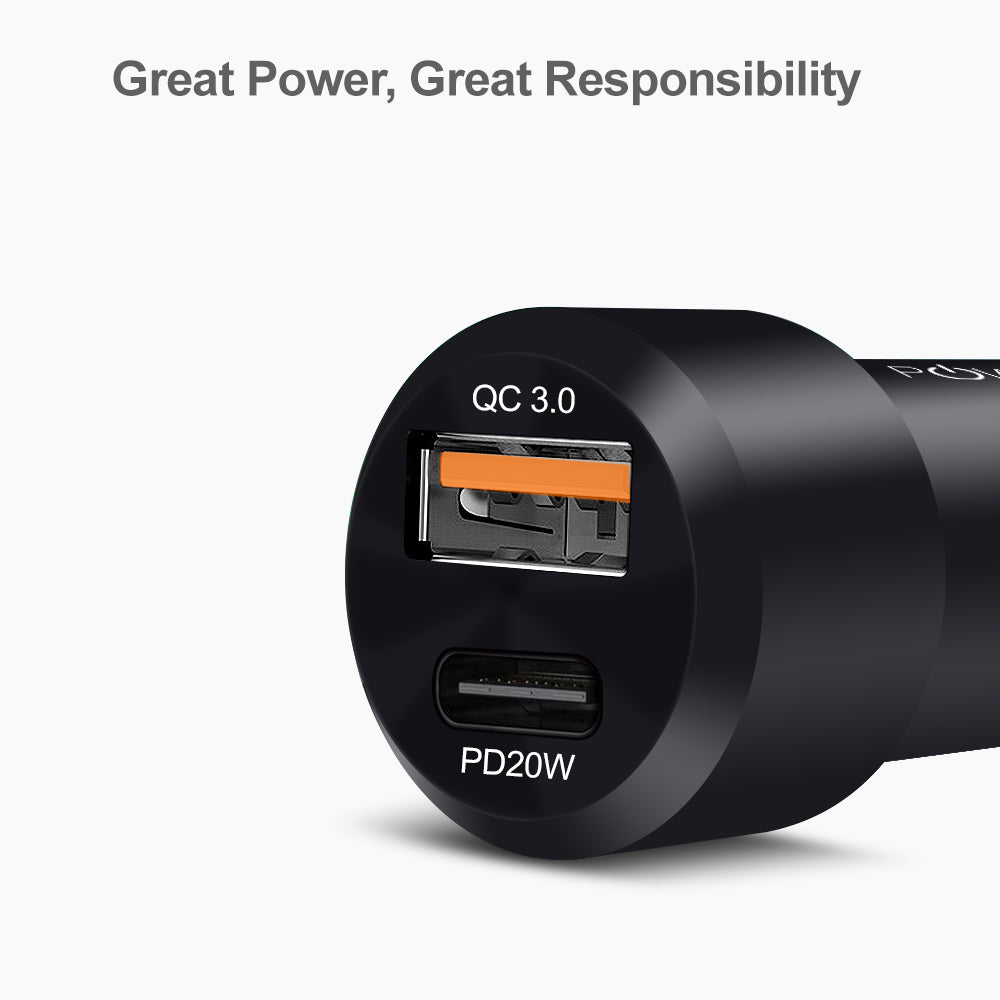 Powerup Type-c Quick Car Charger - Black