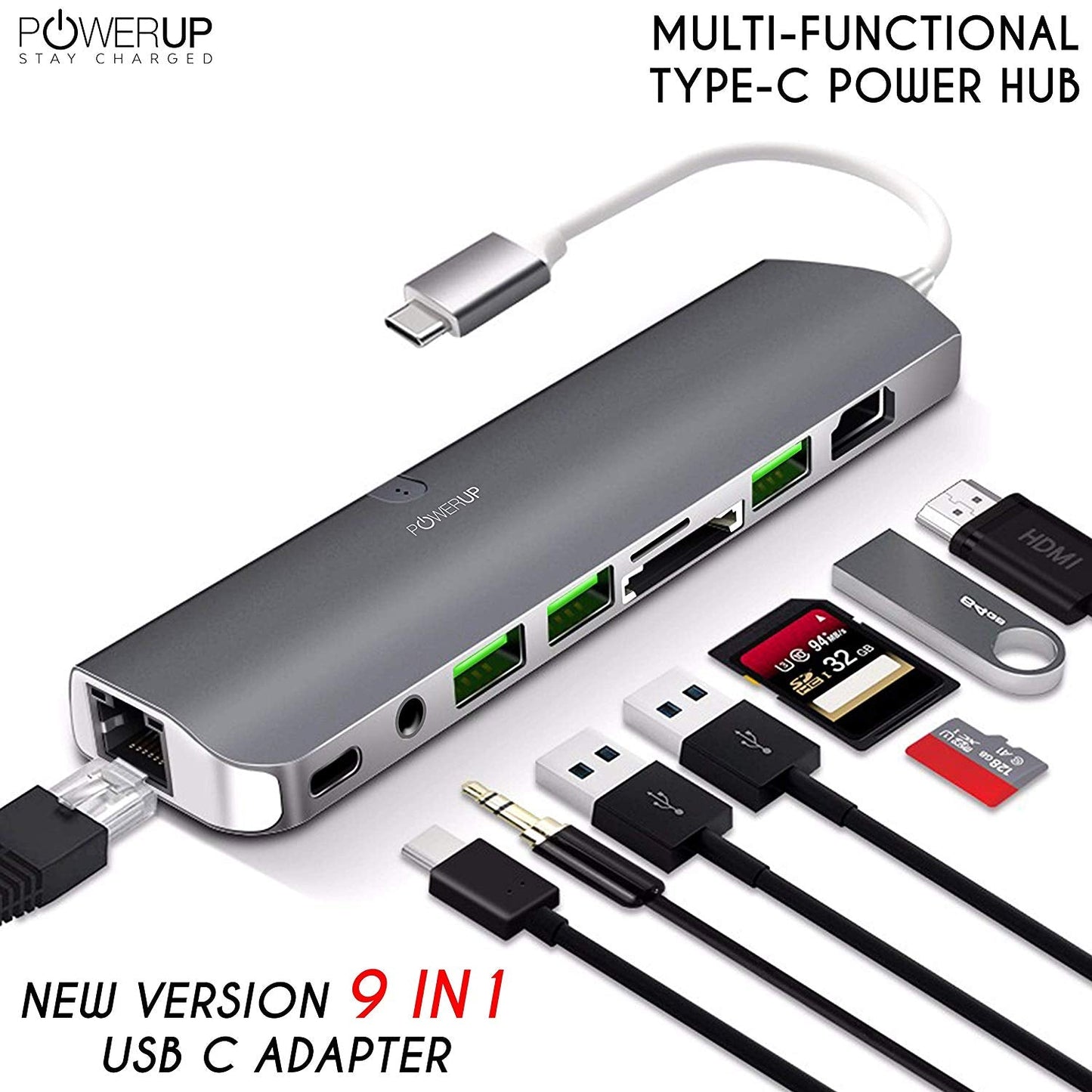 Powerup Type-c 9in1 Usb Hub Multi-functional