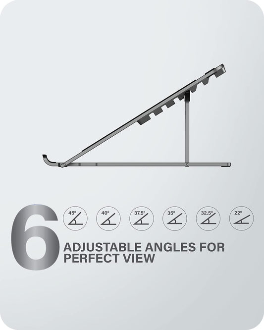 Alogic Metro Adjustable & Portable Laptop Riser, Constructed With High-quality Aluminium Alloy & Silicon Grip, Six Adjustable Angles, Fits The Latest Macbook, Surface, Chromebook And More