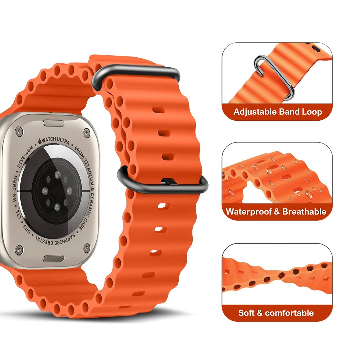 Gripp 45/49mm Solo Watch Strap - Orange