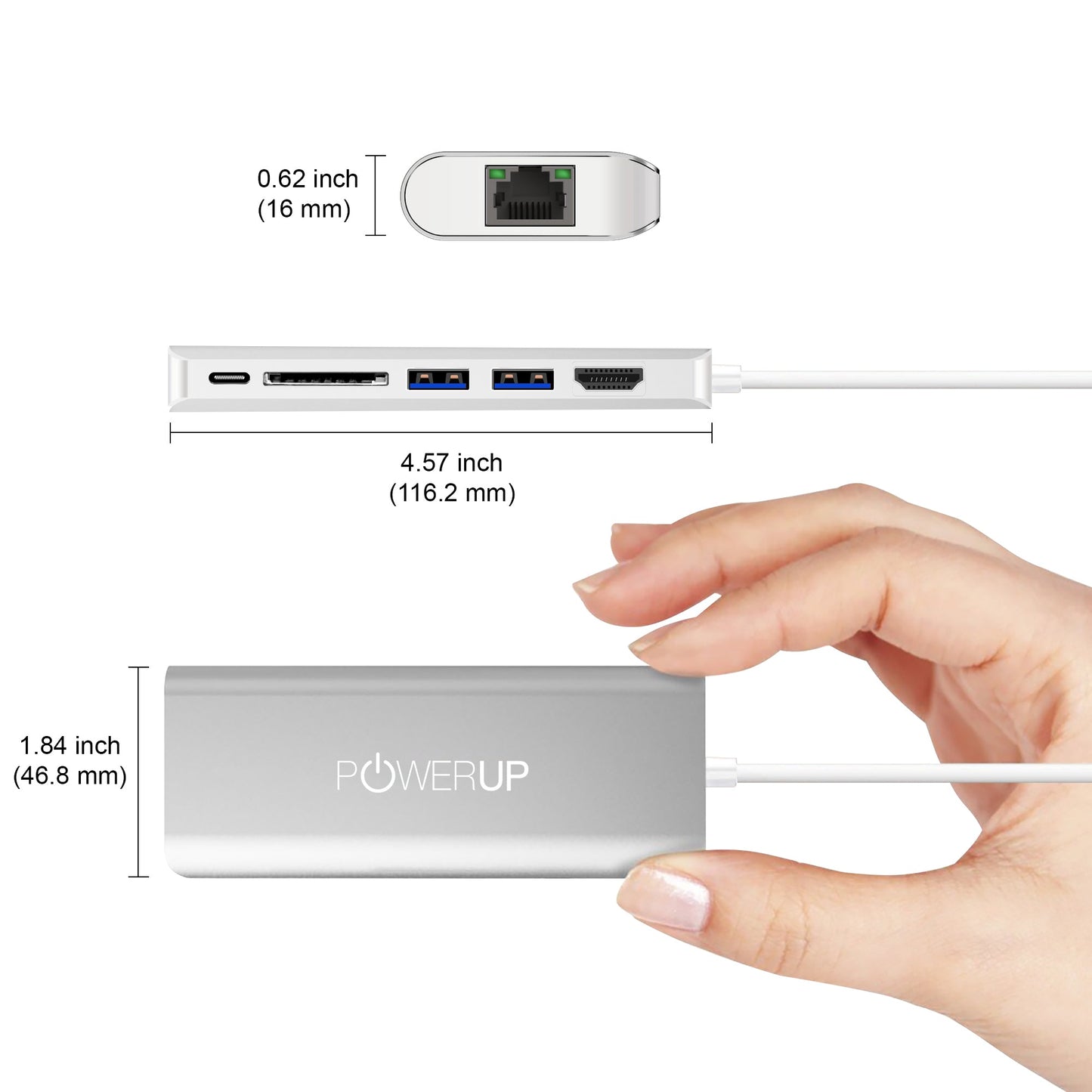 Powerup Elite Plus Usb-c Hub 6in1 (Hdmi-lan)