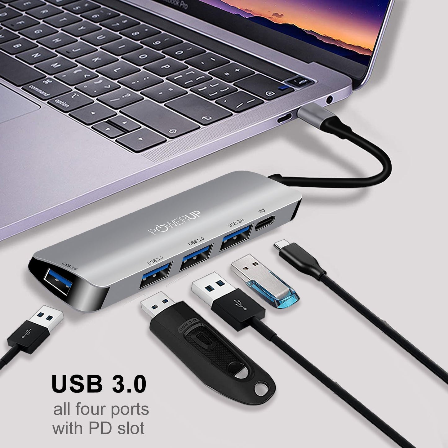 Powerup Elite Micro Usb-c Hub 5in1 (Pd-4usb)