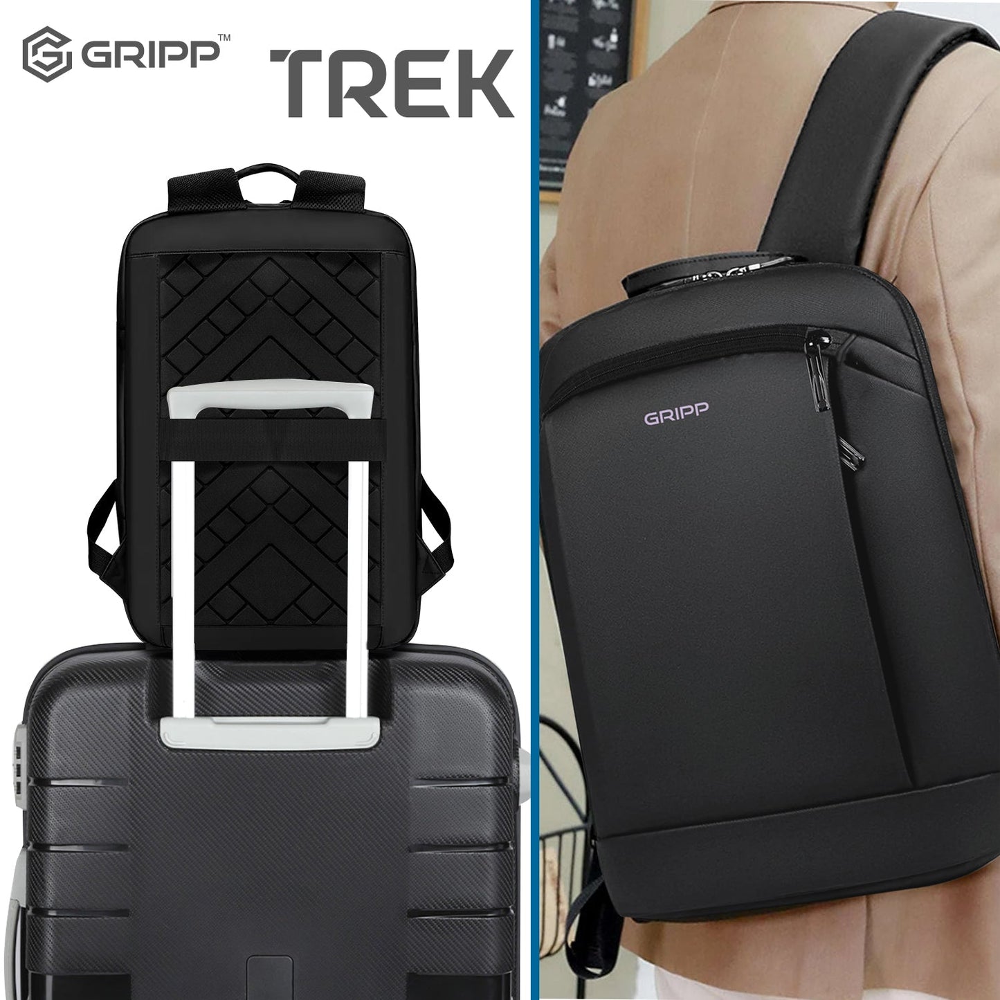 Gripp Trek Backpack Upto 15.6" For Laptop/macbook - Black