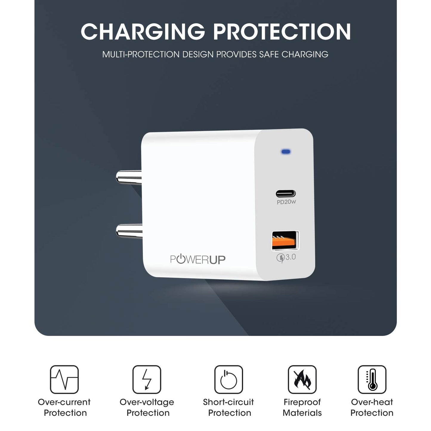 Powerup Max Charge 20w Usb Type-c Ultra Smart Wall Charger - White