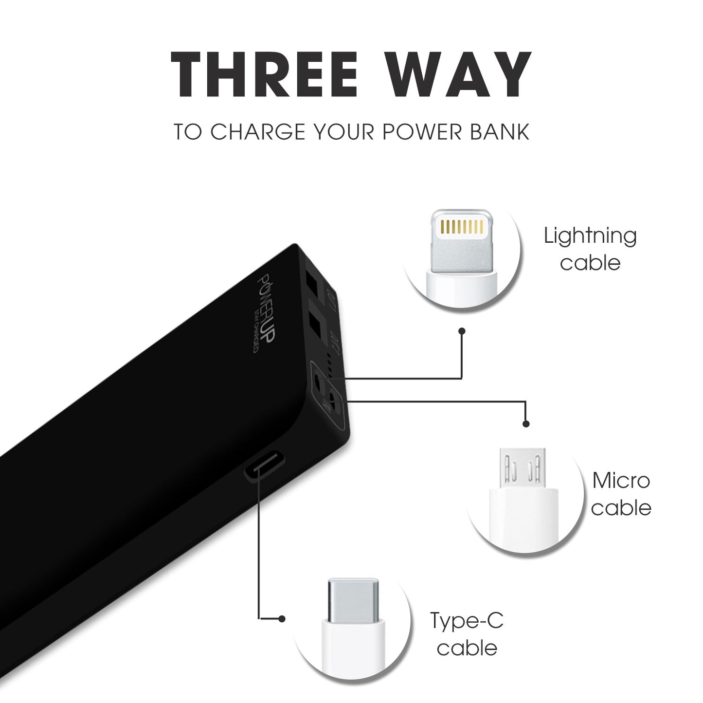 Powerup Triopower 10000 Mah Li-polymer Powerbank - Black