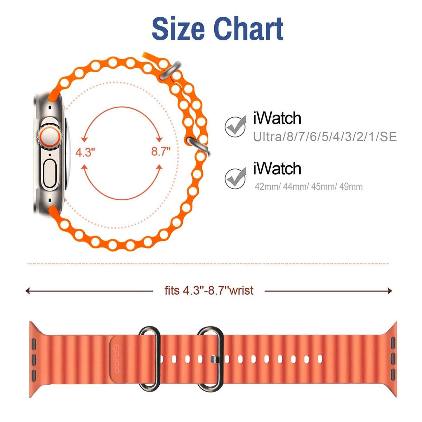 Gripp 45/49mm Solo Watch Strap - Orange