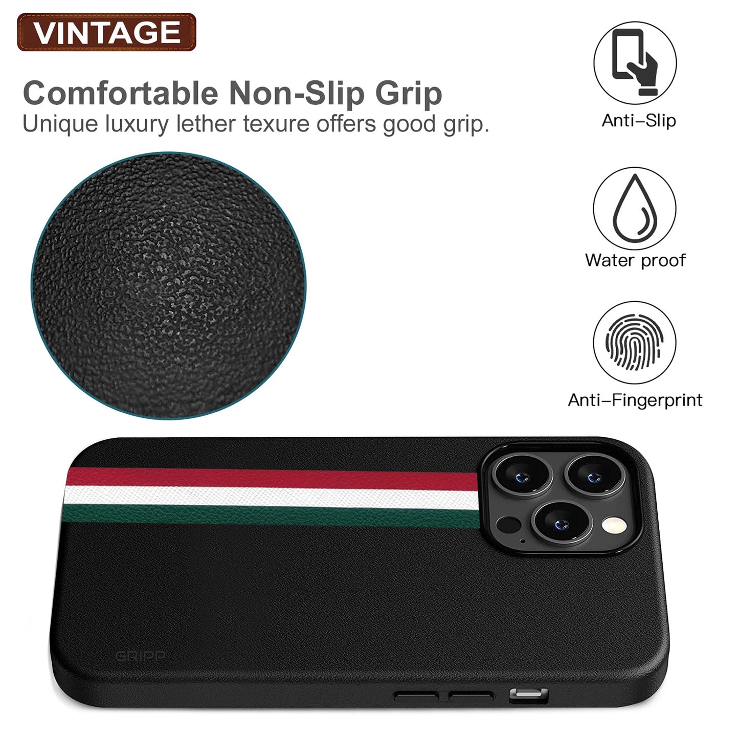 Gripp Vintage Case For Apple Iphone 13 Pro Max (6.7") - Black