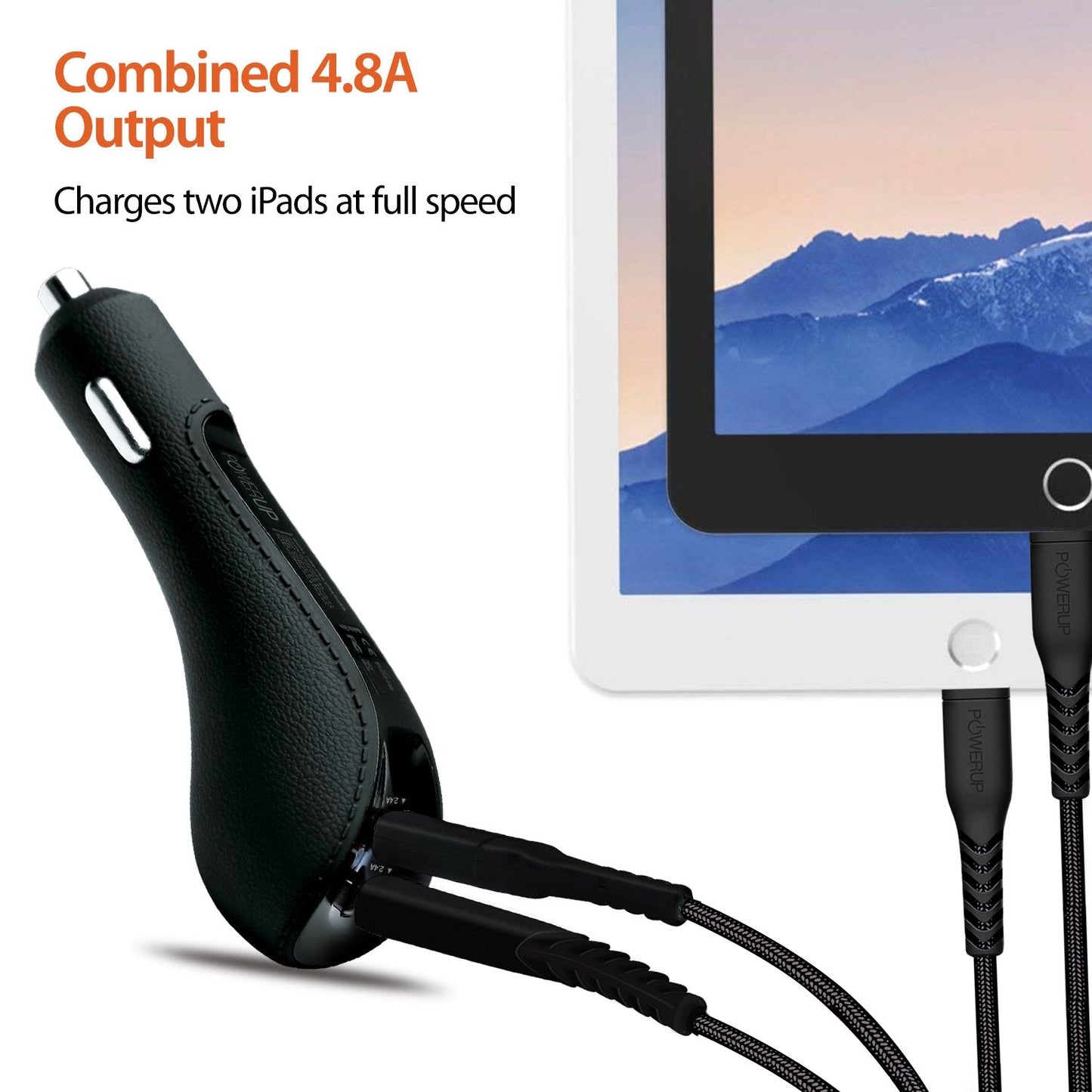 Powerup 4.8a Car Charger Fast Drive 2 Usb Port Ultra Smart - Black