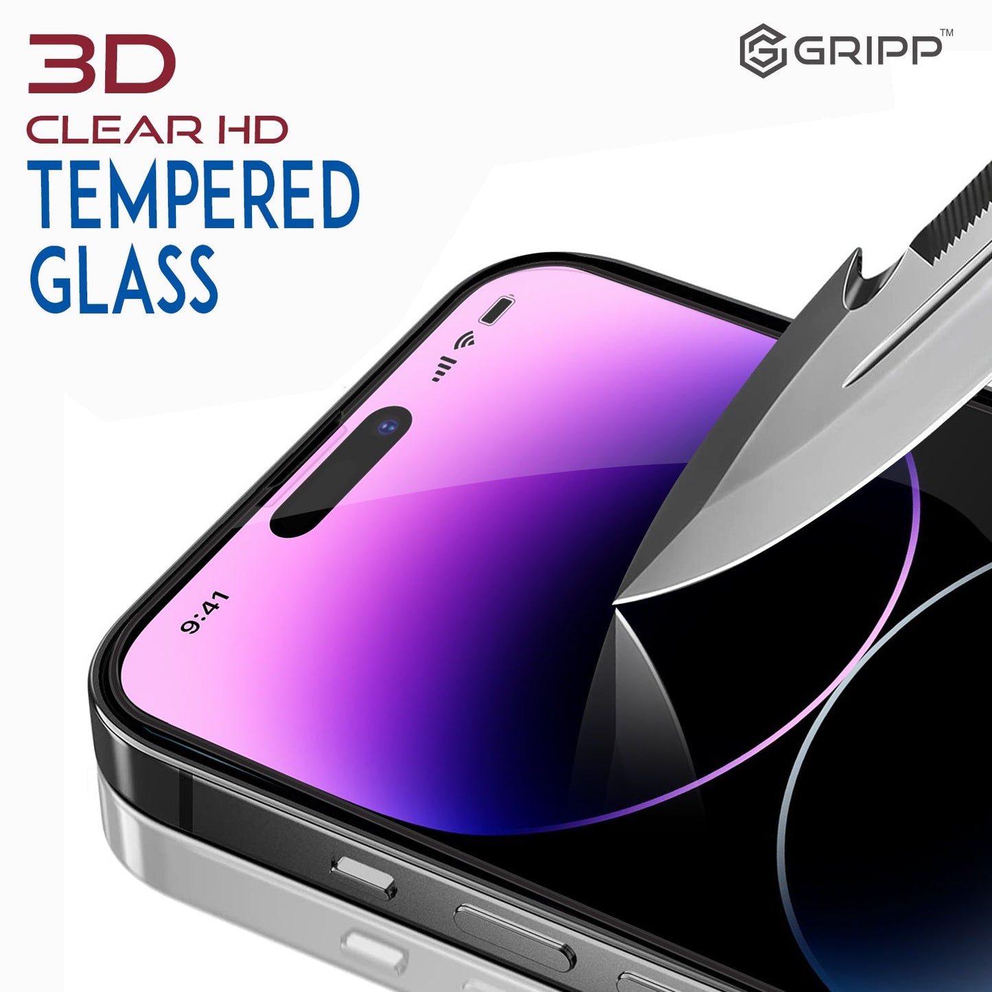 Gripp 3d Tempered Glass For Apple Iphone 14 Pro (6.1") - Black