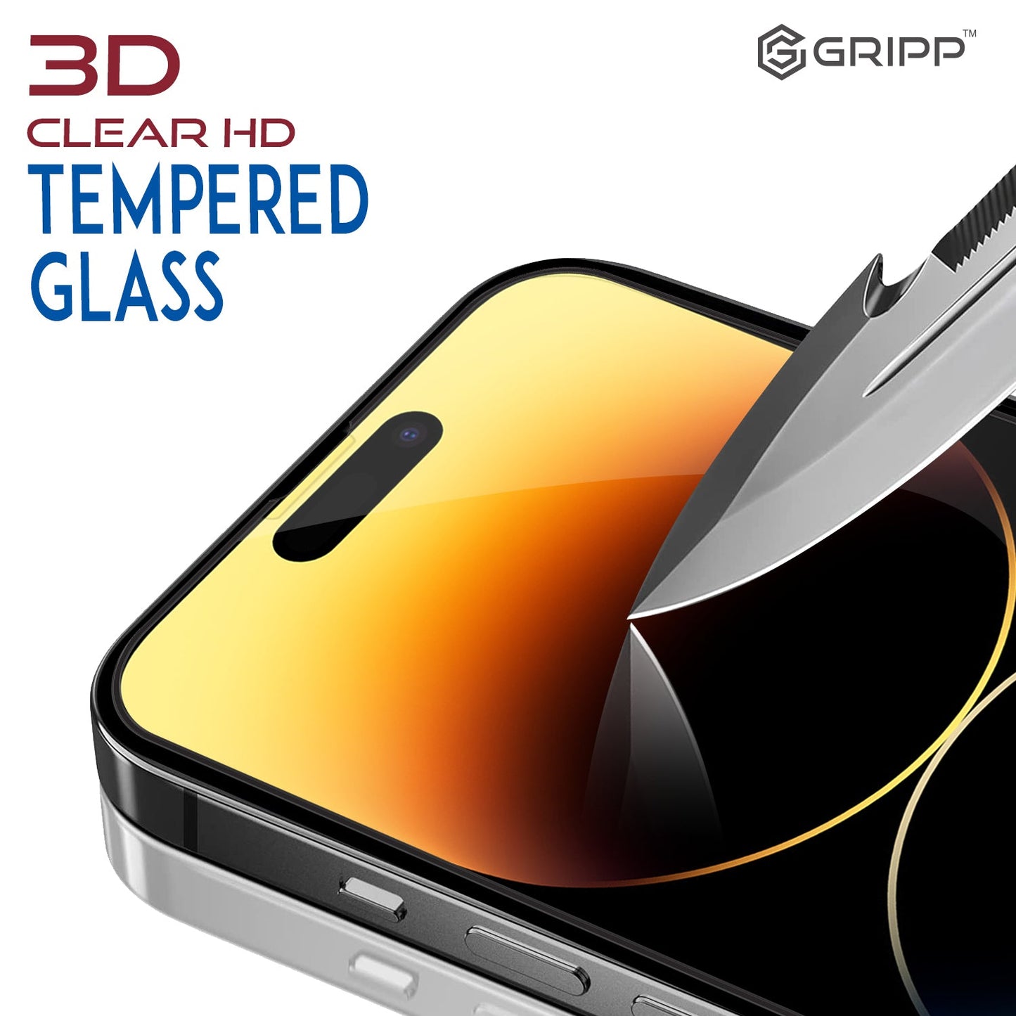 Gripp 3d Tempered Glass For Apple Iphone 14 (6.1") - Black