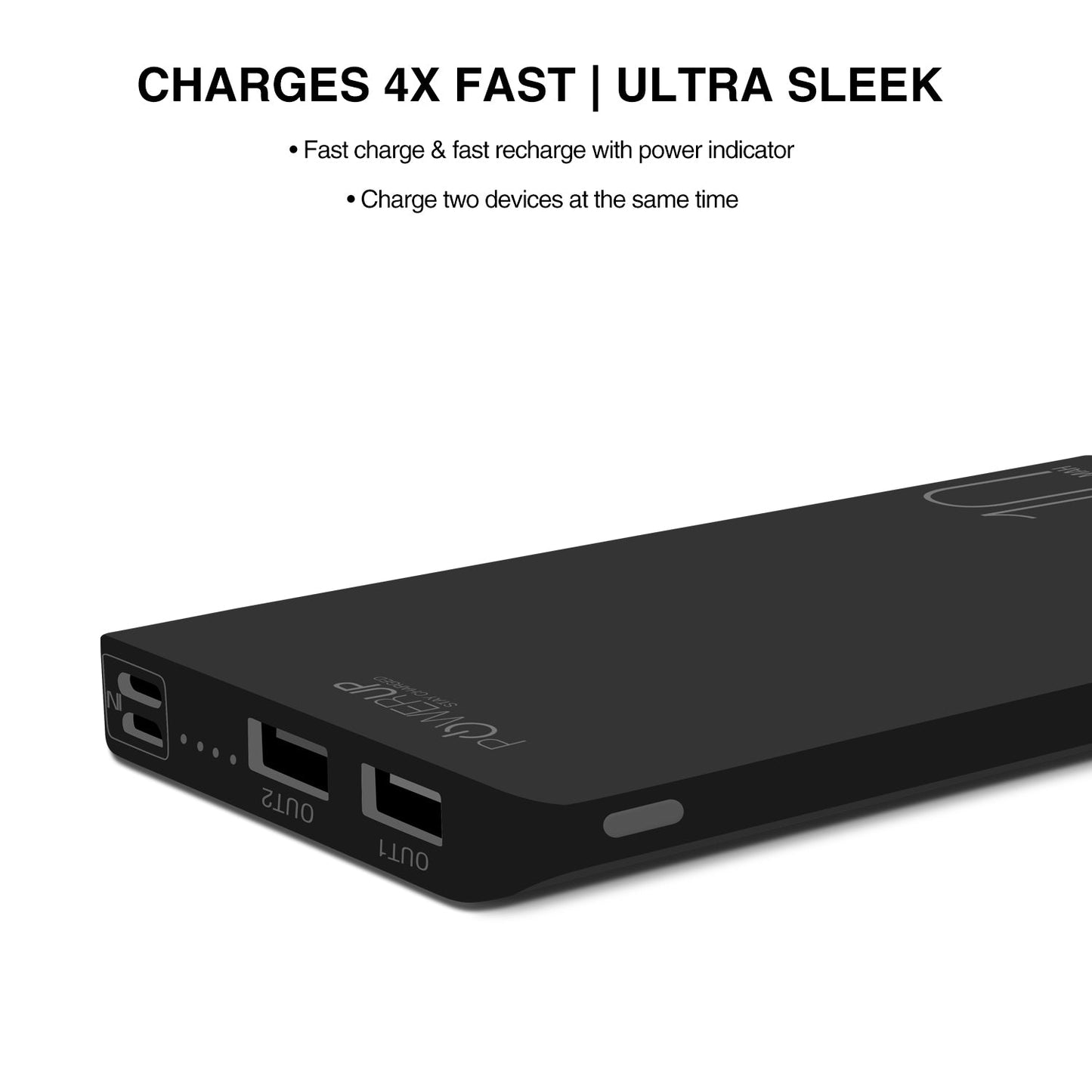 Powerup Triopower 10000 Mah Li-polymer Powerbank - Black