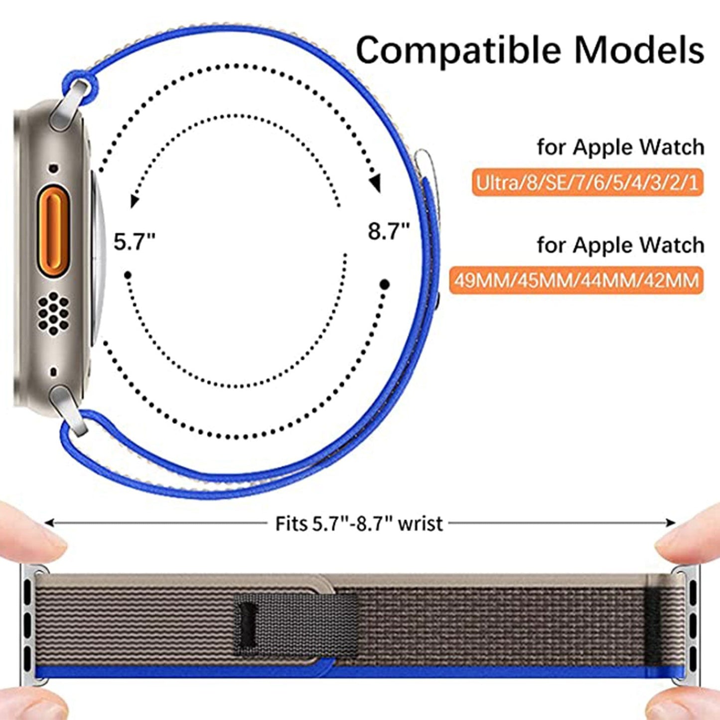 Gripp 45/49mm Brut Watch Strap - Blue/grey