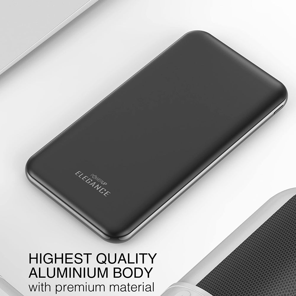 Powerup Elegance Slim 10000mah Power Bank Aluminium - Black