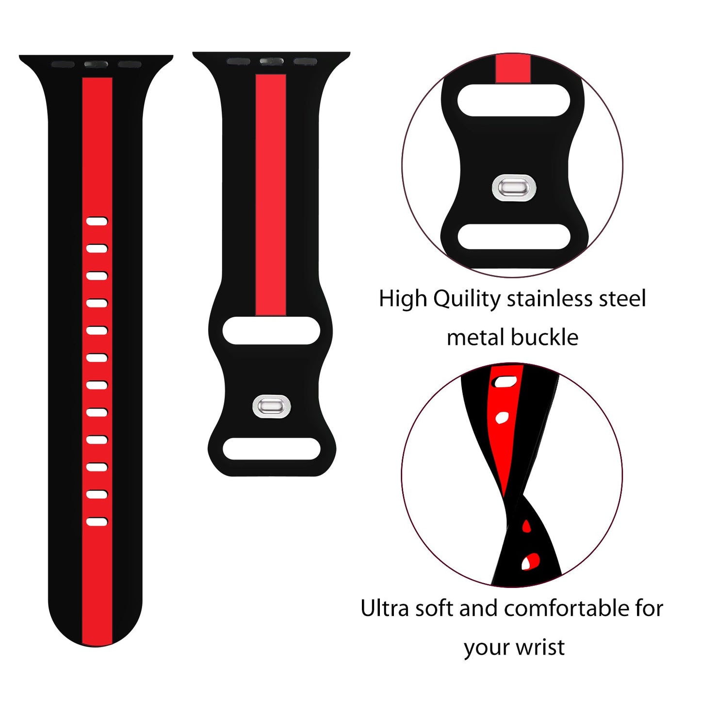 Gripp 45/49mm Tutone Watch Strap - Black/red