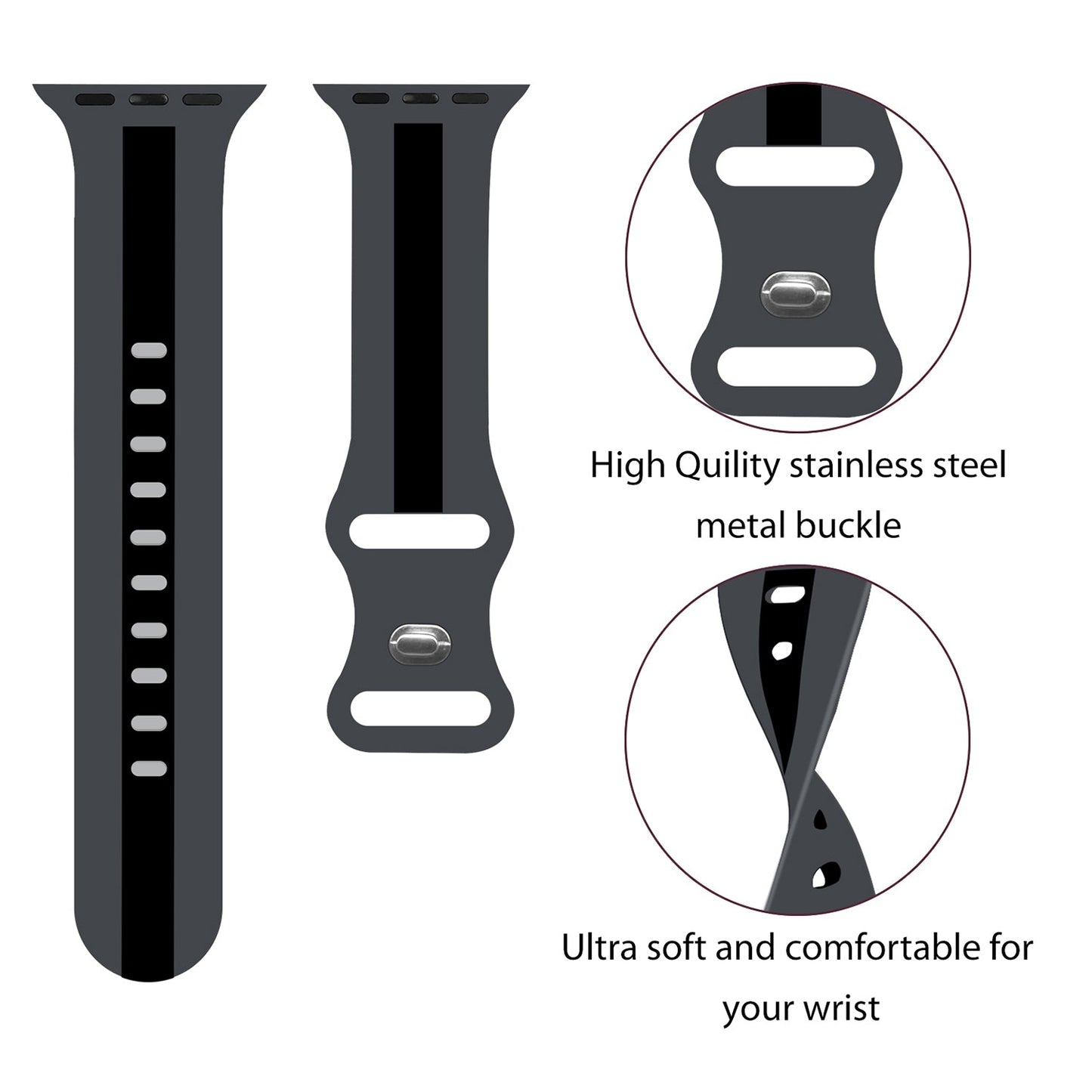 Gripp 40/41mm Tutone Watch Strap - Grey/black