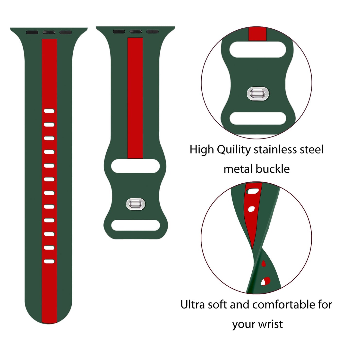Gripp 45/49mm Tutone Watch Strap - Green/red