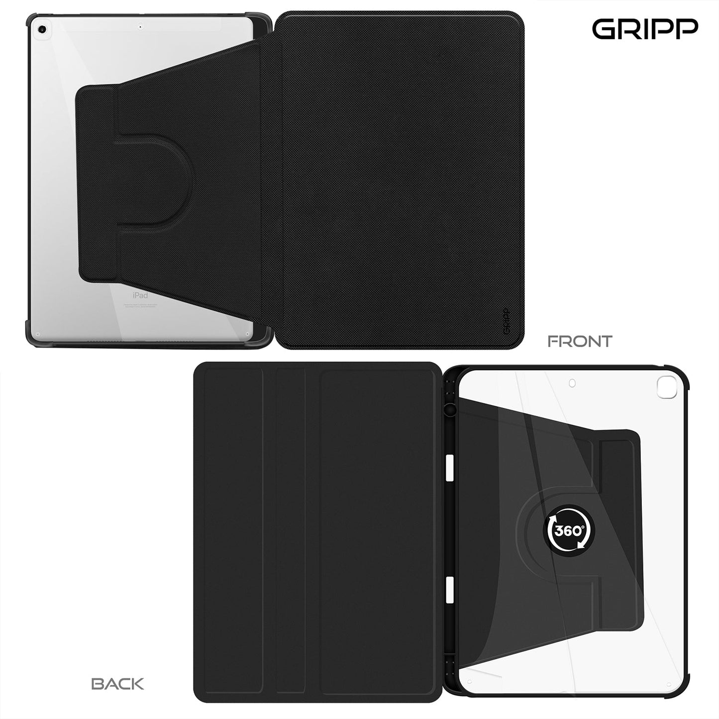 Gripp Revolv Case For Apple Ipad 10.2" - Black
