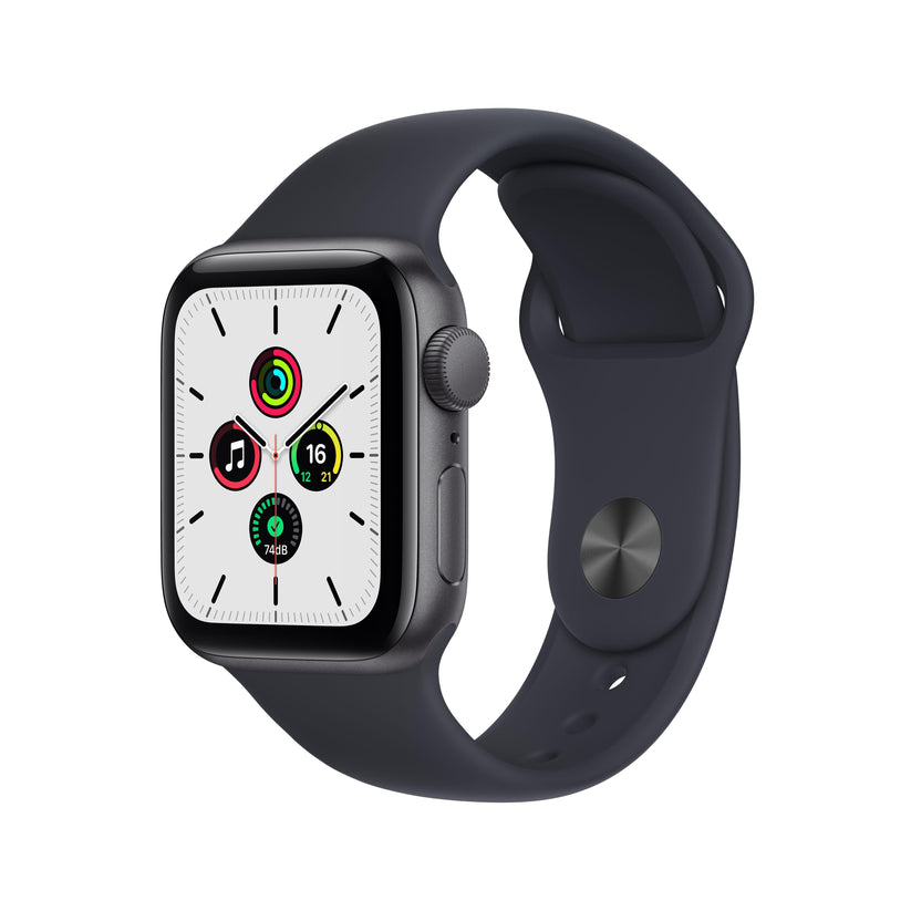 Apple Watch SE GPS, 40mm Space Grey Aluminium Case with Midnight Sport Band Regular