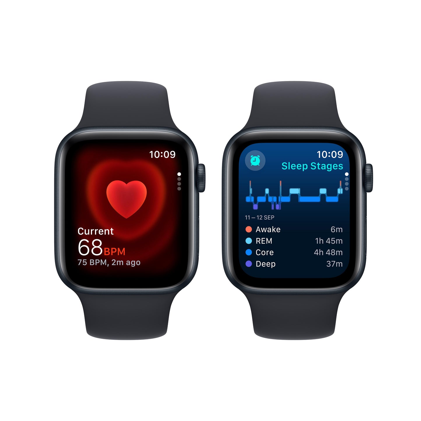 Apple Watch SE GPS 44mm Midnight Aluminium Case with Midnight Sport Band - M/L