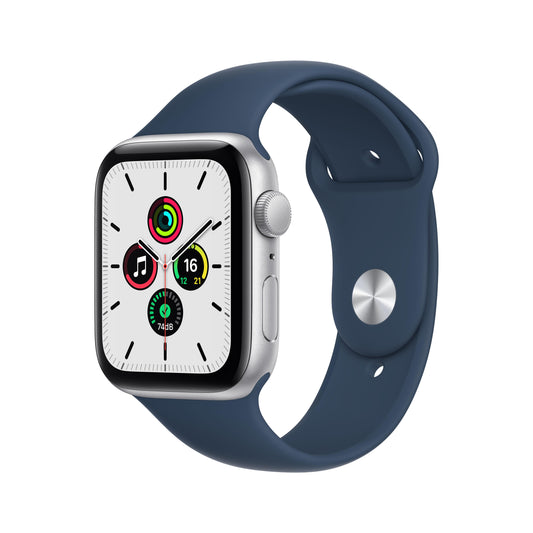 Apple Watch SE GPS, 44mm Silver Aluminium Case with Abyss Blue Sport Band - Regular