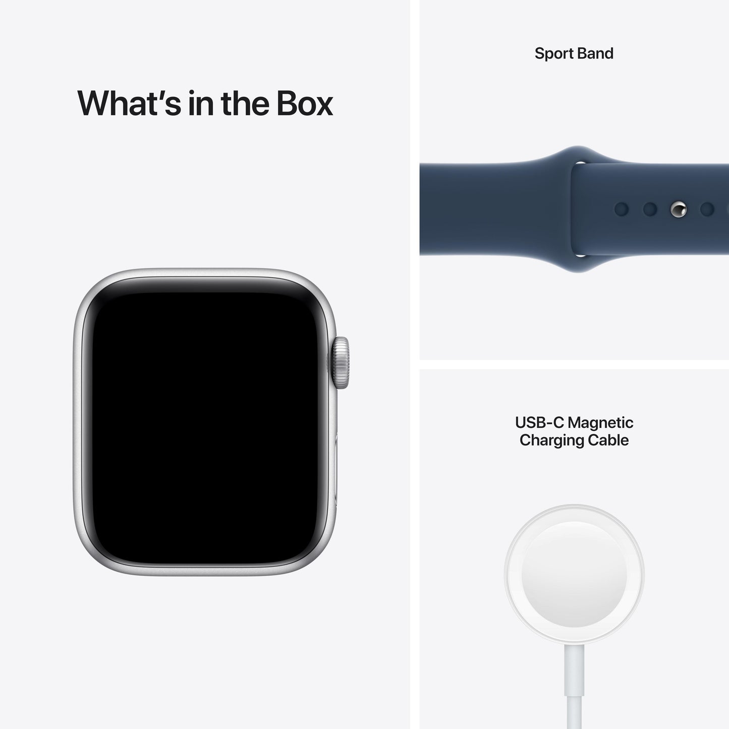Apple Watch SE GPS, 44mm Silver Aluminium Case with Abyss Blue Sport Band - Regular